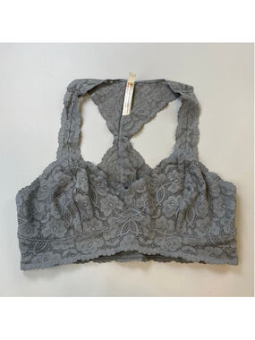Intimately Free People Lace Bralette Medium Grey Romantic Boho Coquette Soft